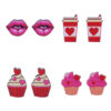 Wholesale Valentine's Day Bear Flowers Red Lips Cartoon Cake Wooden Earrings