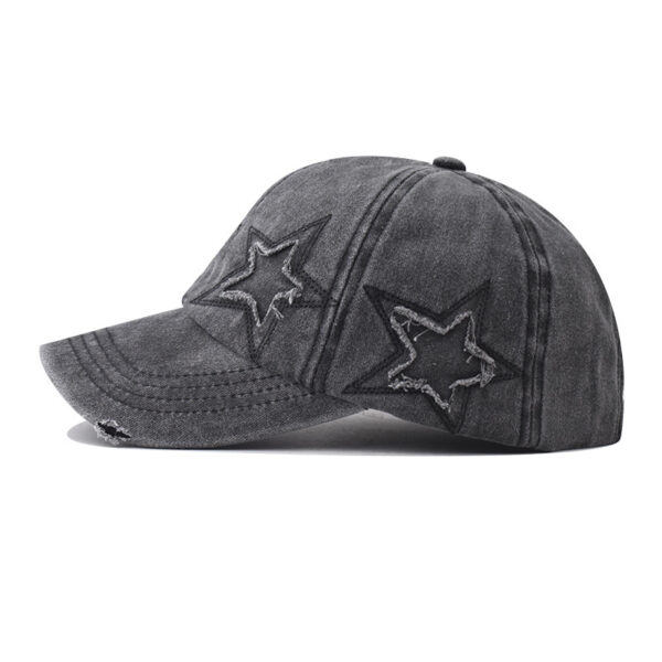 Wholesale Pure Cotton Washed Distressed Personalized Hole Five-pointed Star Baseball Cap