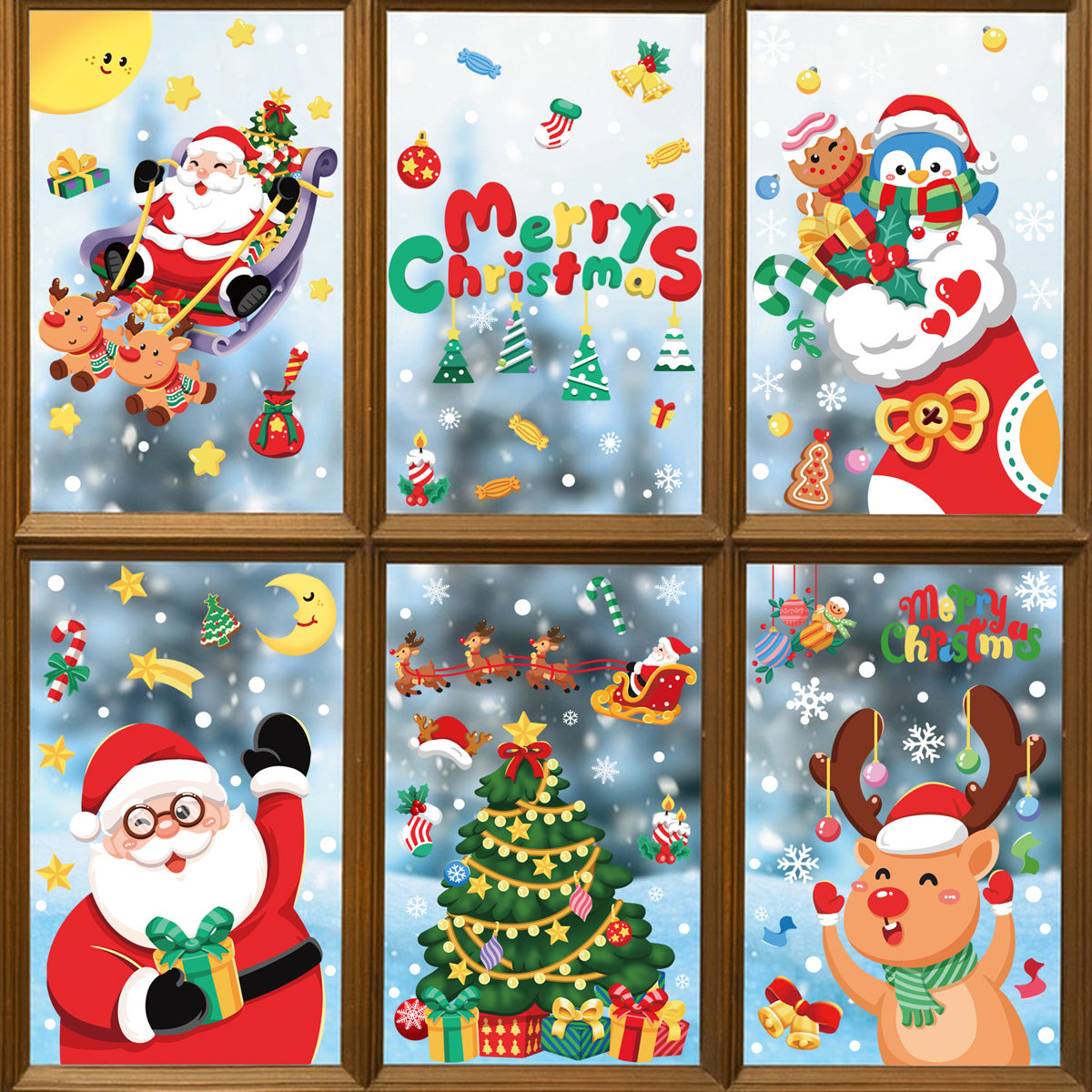 Wholesale Christmas Decorative Snowflake Stickers Static Stickers Merry Christmas Window Stickers
