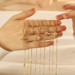 O1CN01kt53Fd25utsSXeD6M__4127147587-0-cib Wholesale 18K Gold Devil's Eye Oil Copper Necklace