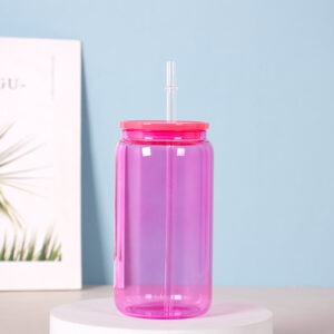 16OZ Single Layer Plastic Cover Rose Red / 401-500ml