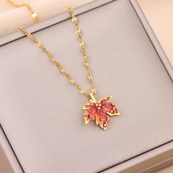 Wholesale Red Maple Leaf Titanium Steel Necklaces