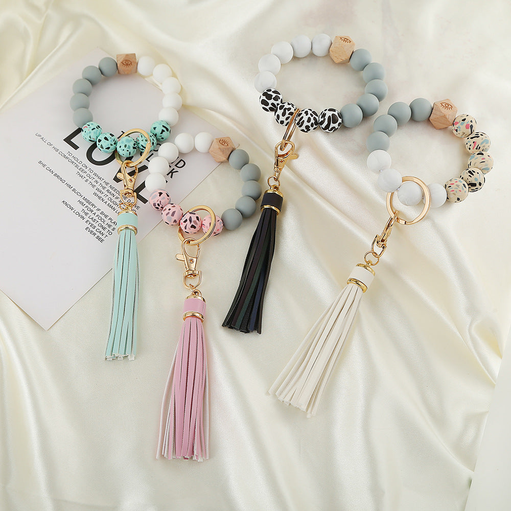 Wholesale Silicone Beaded Wrist Keychain