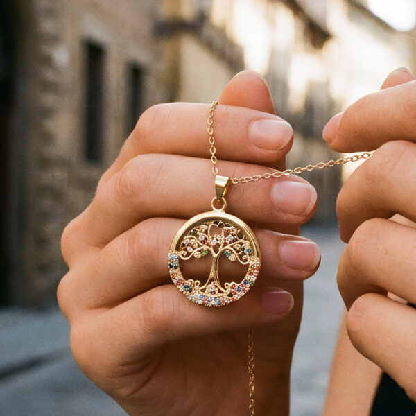 Wholesale Copper Colorful Tree of Life Pendant Necklace