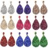 Wholesale Gold Glitter Glitter Powder Leather PU Drop Shape Earrings