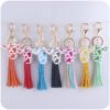 Wholesale Cartoon Western Bull Head Wooden Colorful Long Tassel Keychains