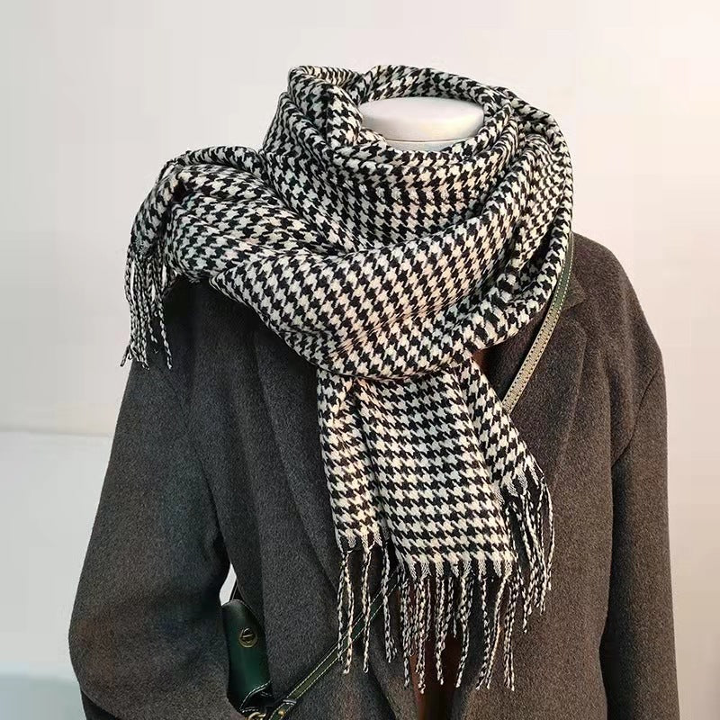 Wholesale Thickened Imitation Cashmere Thousand Bird Pattern ves