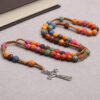 Wholesale Colorful Seven Sorrows Rosary Cross Handmade Necklace