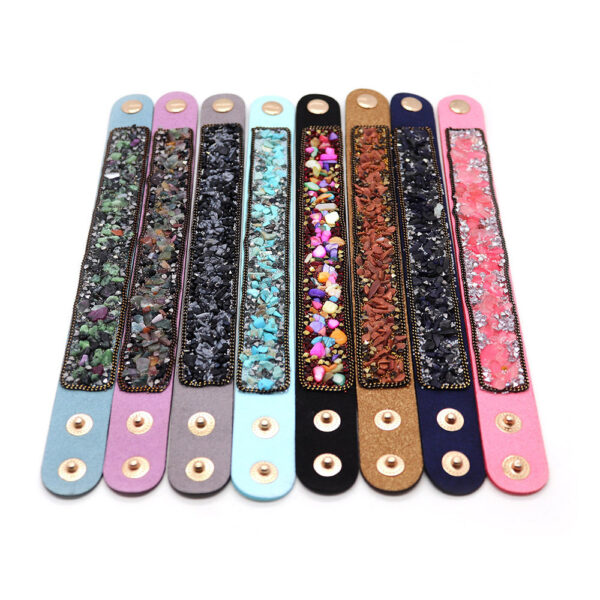 Wholesale Leather Inlaid Gravel Bracelet