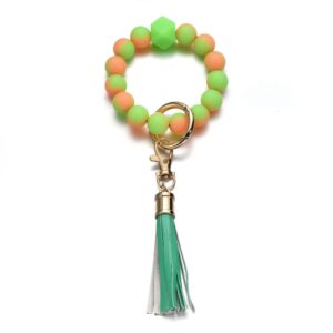 1 Gradient Orange Green Beaded Tassel Keychain