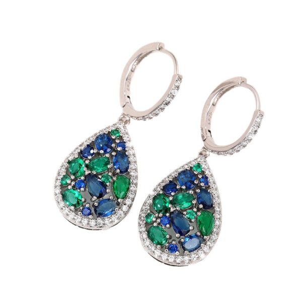 Wholesale Blue Green Gemstone Zircon Copper Earrings