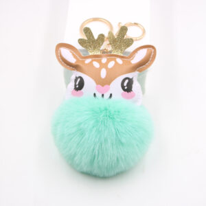 Mint Green / Fawn fur ball pendant