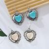 Wholesale Vintage Alloy Plated Antique Silver Inlaid Turquoise Love Earrings