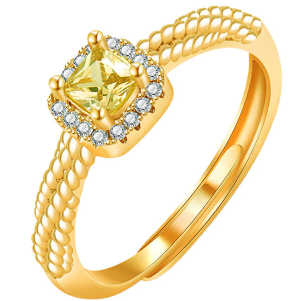 O1CN01l29Bls1Wow9g9LhUP_2905482836-0-cib Wholesale 18k Gold Plated Yellow Diamond Small Sugar Cube Colored Treasure Ring