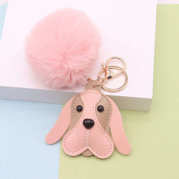 Wholesale PU Leather Puppy Plush Keychains