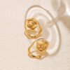 Wholesale Irregular Pleated S925 Silver Needle Round Vintage Gold-plated Earrings