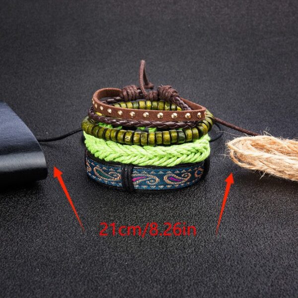 O1CN01l5piTB2LdWn1YDCxq_2578749715-0-cib Wholesale Nepalese Handmade Wooden Beads Leather Multi-layer Woven Bracelet Set