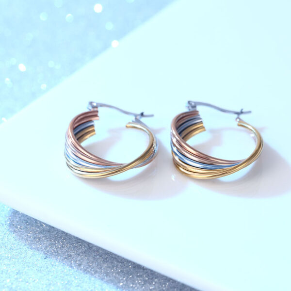 Wholesale Gold Stainless Steel Multilayer Lines Titanium Steel Earrings