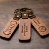 Wholesale Solid Wood PU Leather Wooden Keychains