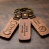 Wholesale Solid Wood PU Leather Wooden Keychains