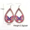 Wholesale Independence Day Butterfly Hollow Wooden Earrings