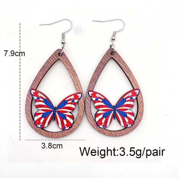 Wholesale Independence Day Butterfly Hollow Wooden Earrings