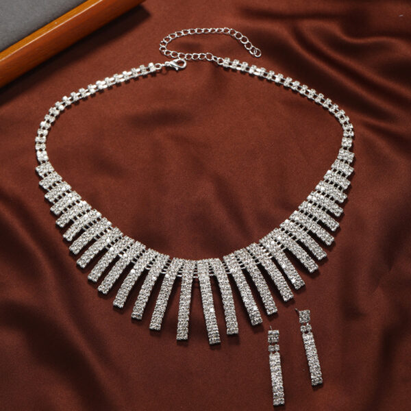 Wholesale Bridal Full Diamond Tassel Necklace Set