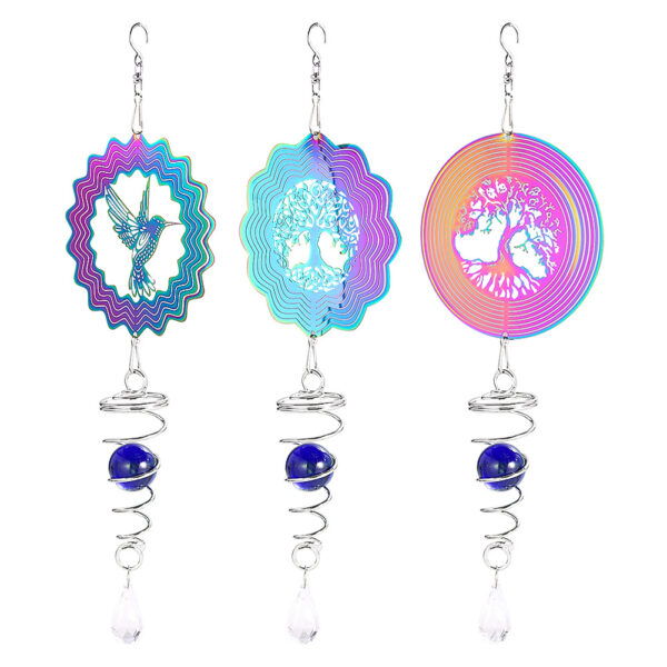Wholesale 3D Rotating Gradient Color Tree of Life Stainless Steel Wind Chime