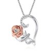 Wholesale Alloy Heart Rose Zircon Necklace