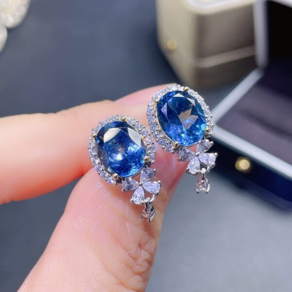 Wholesale Imitation Natural London Blue Topaz Copper Earrings