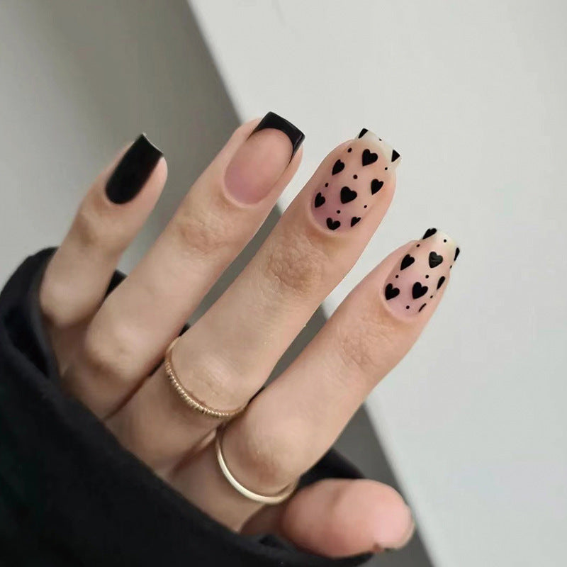 Wholesale Plastic Black Edge Black Small Heart Nail Stickers
