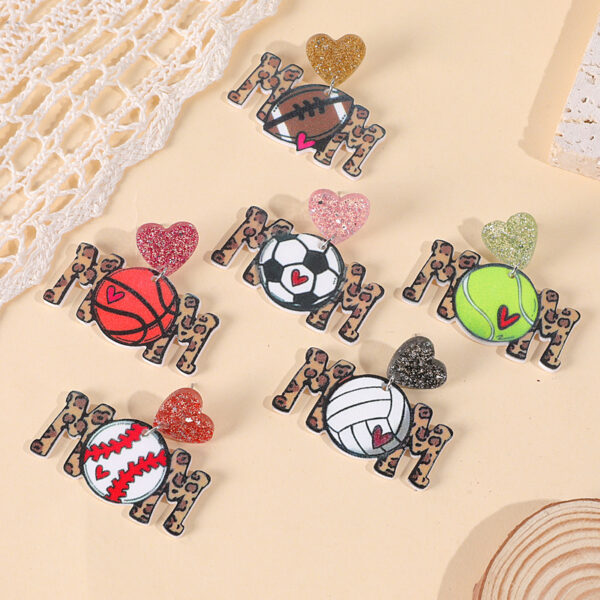 Wholesale Ball Sports Acrylic Ball Mother’s Day Gift Earrings