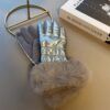 Wholesale Winter Fur Mouth Plush Thick Insulation Touch Screen Cotton Gloves