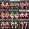 Wholesale Christmas Candy Cane Cane Wooden Earrings