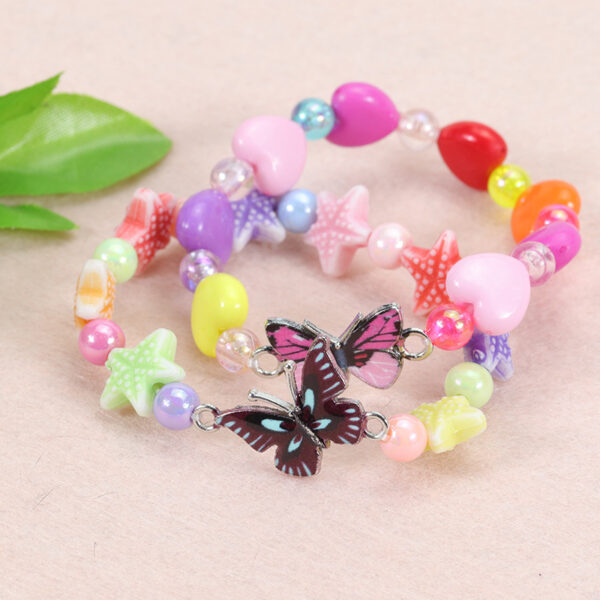Wholesale Kids Colorful Butterfly Plastic Beaded Bracelet