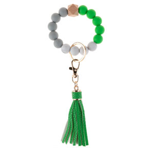 1 light green silicone beaded lobster clasp bracelet keychain