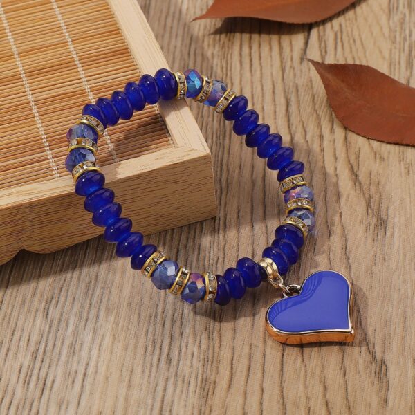 Wholesale Bohemian Natural Stone Love Pendant Beaded Bracelet