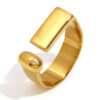 Wholesale Stainless Steel 18K Gold Plated Geometric Strip Open Ring