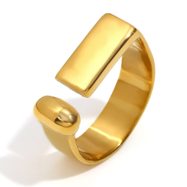 Wholesale Stainless Steel 18K Gold Plated Geometric Strip Open Ring