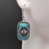 Wholesale Ethnic Shield Turquoise Metal Earrings