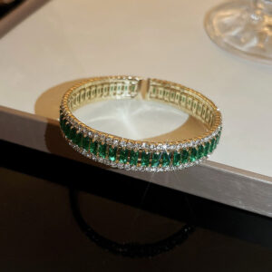 2. Green-rectangular open bracelet