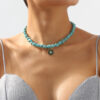 Wholesale Demon Eye Turquoise Simian Style Irregular Beaded Necklace