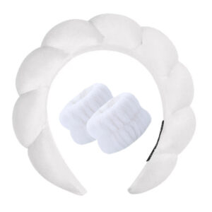 Gold velvet white headband + 2 wrist straps (stitched interface)