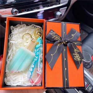 Green-colored ice cream - Ice Blue + Orange Gift Box + Raffia