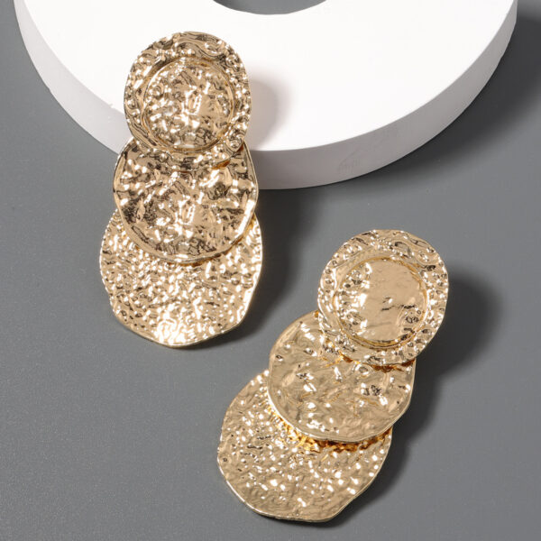 Wholesale Geometric Circular Alloy Multi-layer Pleated Earrings