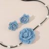 O1CN01lOrEIx1dXG6k6PakK_1881773745-0-cib Wholesale Denim Camellia Beaded Strap Necklace Earrings Set