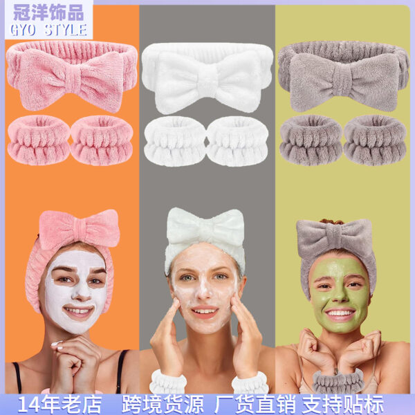 Wholesale Face Wash Waterproof Set Bow Knot Simple Fabric Headband