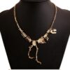 Wholesale Goth Theme Exaggerated Retro Dinosaur Skeleton Alloy Necklace