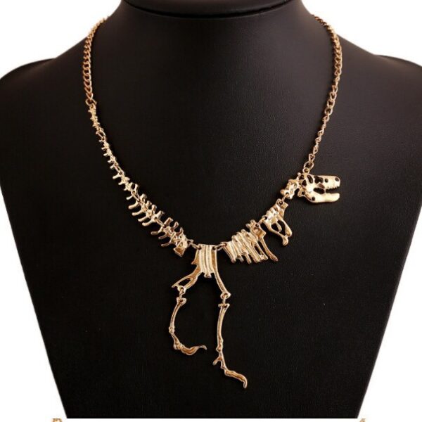 Wholesale Goth Theme Exaggerated Retro Dinosaur Skeleton Alloy Necklace