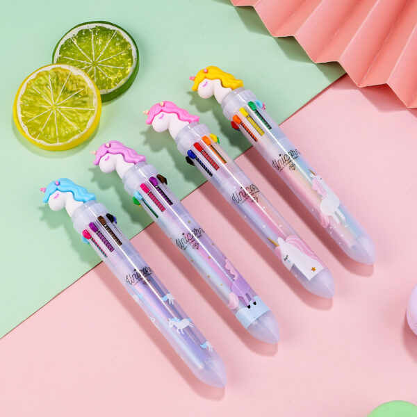 Wholesale Plastic Cartoon Unicorn 10-color Ballpoint Pen